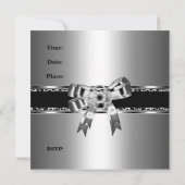 Invitation Argent noir blanc léopard diamant bijou Bow (Dos)