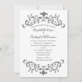 Invitation Argent noir blanc Ornat Flourdir Mariage officiel (Devant)
