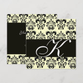 Invitation ARGENT & NOIR DAMAS MONOGRAMME, blanc (Devant / Derrière)