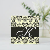 Invitation ARGENT & NOIR DAMAS MONOGRAMME, blanc (Debout devant)
