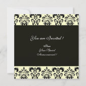 Invitation ARGENT & NOIR DAMAS MONOGRAMME, blanc (Dos)