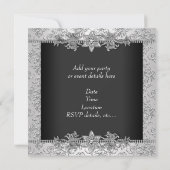 Invitation Argent Noir Damassé Damassé Noir Soirée (Dos)