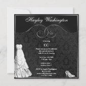 Invitation Argent noir glamour blanc 60e anniversaire (Dos)