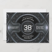 Invitation Argent Noir moderne N'importe quel âge fête d'anni (Devant)