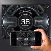 Invitation Argent Noir moderne N'importe quel âge fête d'anni