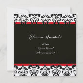 Invitation ARGENT & NOIR  ROUGE  DAMAS MONOGRAMME , blanc (Dos)