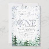 Invitation Argent Notre petit flocon de neige Forêt d'hiver A (Devant)