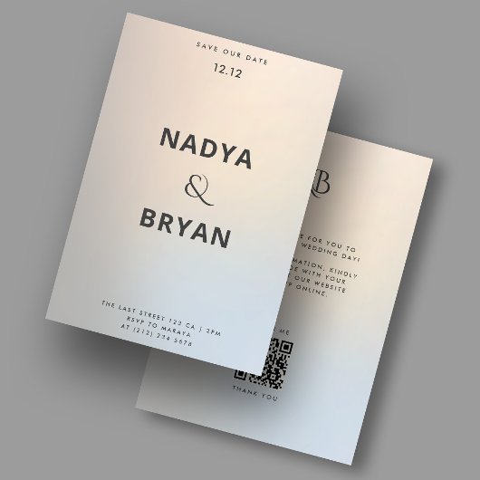 Invitation Argent or Mariage moderne Enregistrer la date