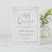 Invitation Argent parties scintillant cadre script gris Quinc (Debout devant)
