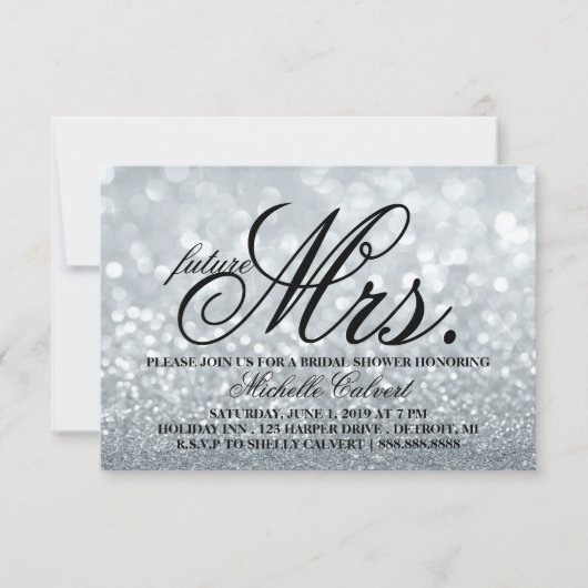 Invitation - Argent Parties scintillant Fab Douche (Devant)