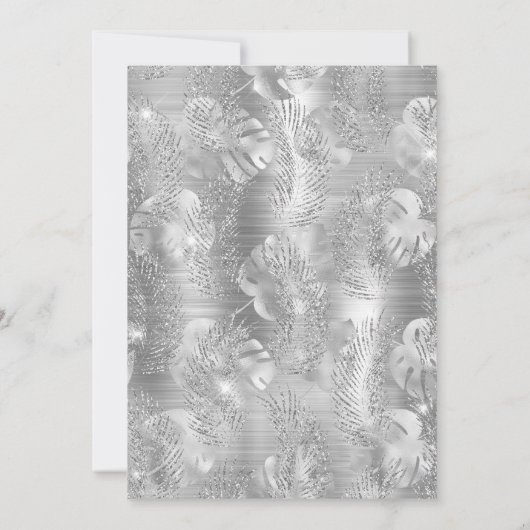 Invitation Argent Parties scintillant Palm et Monstera Feuill (Dos)