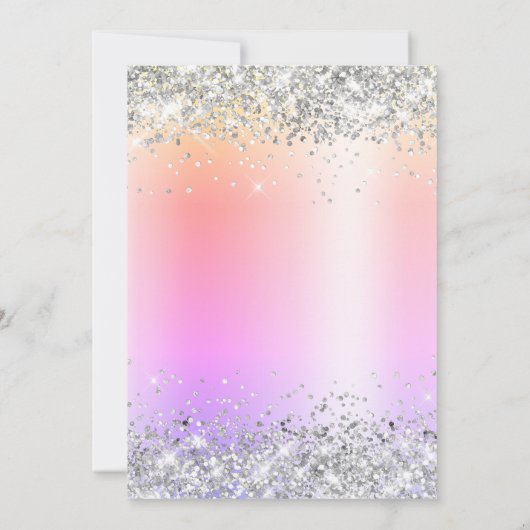 Invitation Argent Parties scintillant Pastel Arc-en-ciel (Dos)