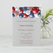 INVITATION ARGENT PATRIOTIQUE BLEU ROUGE 2 BALLON ANNIVERSAIR (Debout devant)