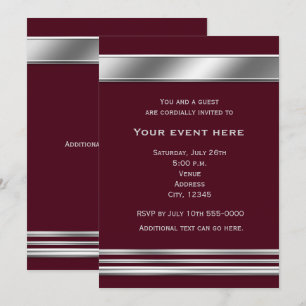 Invitation Argent Platine brillant Élégante Invitation-N'IMPO