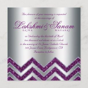 Invitation Argent pourpre 2 d'étincelle d'invitation de