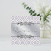 Invitation Argent Pourpre Damassé Quinceanera (Debout devant)
