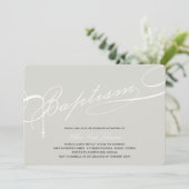 Invitation Argent préétabli de croix de chapelet de baptême (Debout devant)