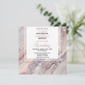 Invitation *~* Argent QR BLUSH PINK AGATE AR66 Mariage RSVP (Debout devant)