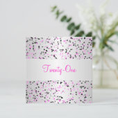 Invitation Argent rose Blanc Noir Coeurs d'amour 21e annivers (Debout devant)