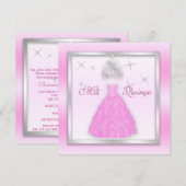 Invitation Argent rose-clair de scintillement d'invitation de (Devant / Derrière)