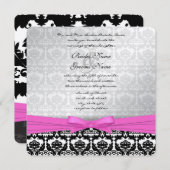 Invitation Argent rose & Fils Damas Noirs Mariage Inviter (Devant / Derrière)