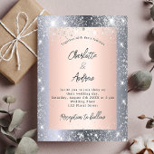 Invitation Argent rose or scintille mariage élégant