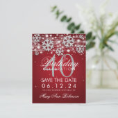 Invitation Argent Rouge 40e anniversaire Save Date Hiver (Debout devant)