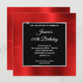 Invitation Argent rouge et noir Foil Anniversaire (Devant / Derrière)