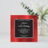 Invitation Argent rouge et noir Foil Anniversaire (Debout devant)