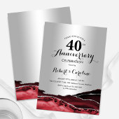 Invitation Argent Rouge Rubis 40e Anniversaire