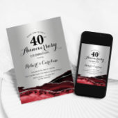 Invitation Argent Rouge Rubis 40e Anniversaire
