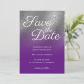 Invitation Argent Royal Purple Parties scintillant Ombre Enre (Debout devant)