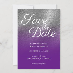 Invitation Argent Royal Purple Parties scintillant Ombre Enre