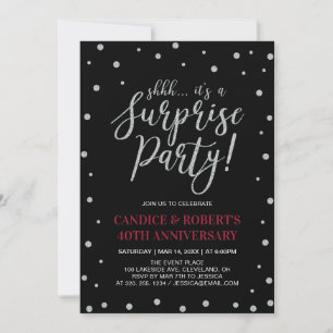 Invitation Argent & Rubis, 40e anniversaire de mariage surpri