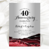 Invitation Argent Ruby Red 40e Anniversaire
