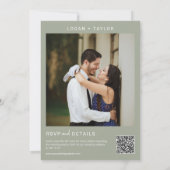 Invitation Argent Sage Botanique Verdure Or Frame QR Code (Dos)