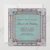 Invitation Argent Sarcelle Bleu Corail Rose Photo Quinceanera (Dos)