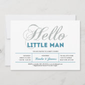 Invitation Argent, sarcelle | Typographie Moderne Fête de Béb (Devant)