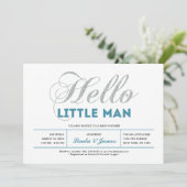 Invitation Argent, sarcelle | Typographie Moderne Fête de Béb (Debout devant)