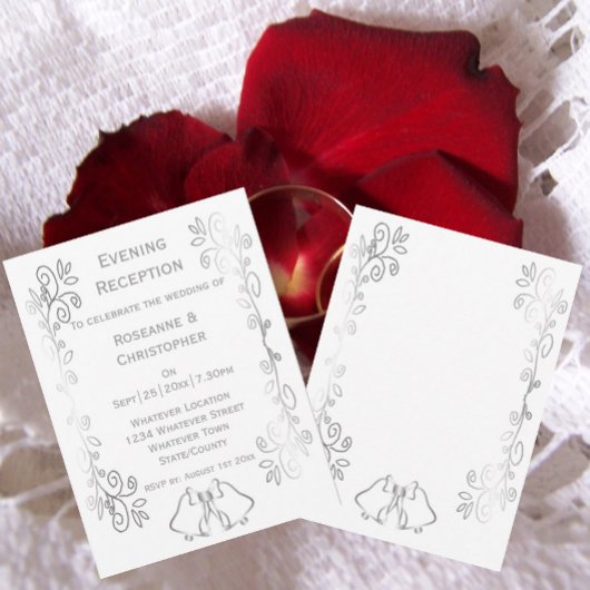 Invitation Argent Scrollwork Mariage Réception