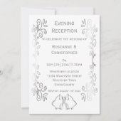 Invitation Argent Scrollwork Mariage Réception (Devant)