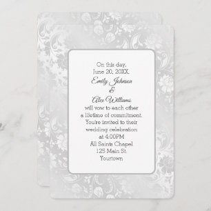 Invitation Argent Shimmer Mariage Floral Design