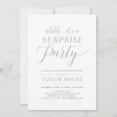 Invitation Argent | Simple Surprise Moderne pour une fête de (Devant)
