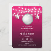 Invitation Argent Star Chaîne Lumière rose Gradient Anniversa (Devant)