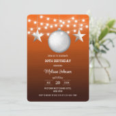 Invitation Argent Star String Lumière Orange Gradient Anniver (Debout devant)