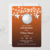 Invitation Argent Star String Lumière Orange Gradient Anniver (Devant)