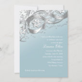 Invitation Argent Stars Confetti Flourdissant Bat mitzvah Bla (Devant)