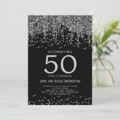 Invitation Argent String Parties scintillant lumière Noir 50e (Debout devant)