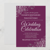 Argent sur Cassis Purple Simple Mariage élégant
