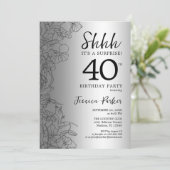 Invitation Argent Surprise 40e anniversaire (Debout devant)